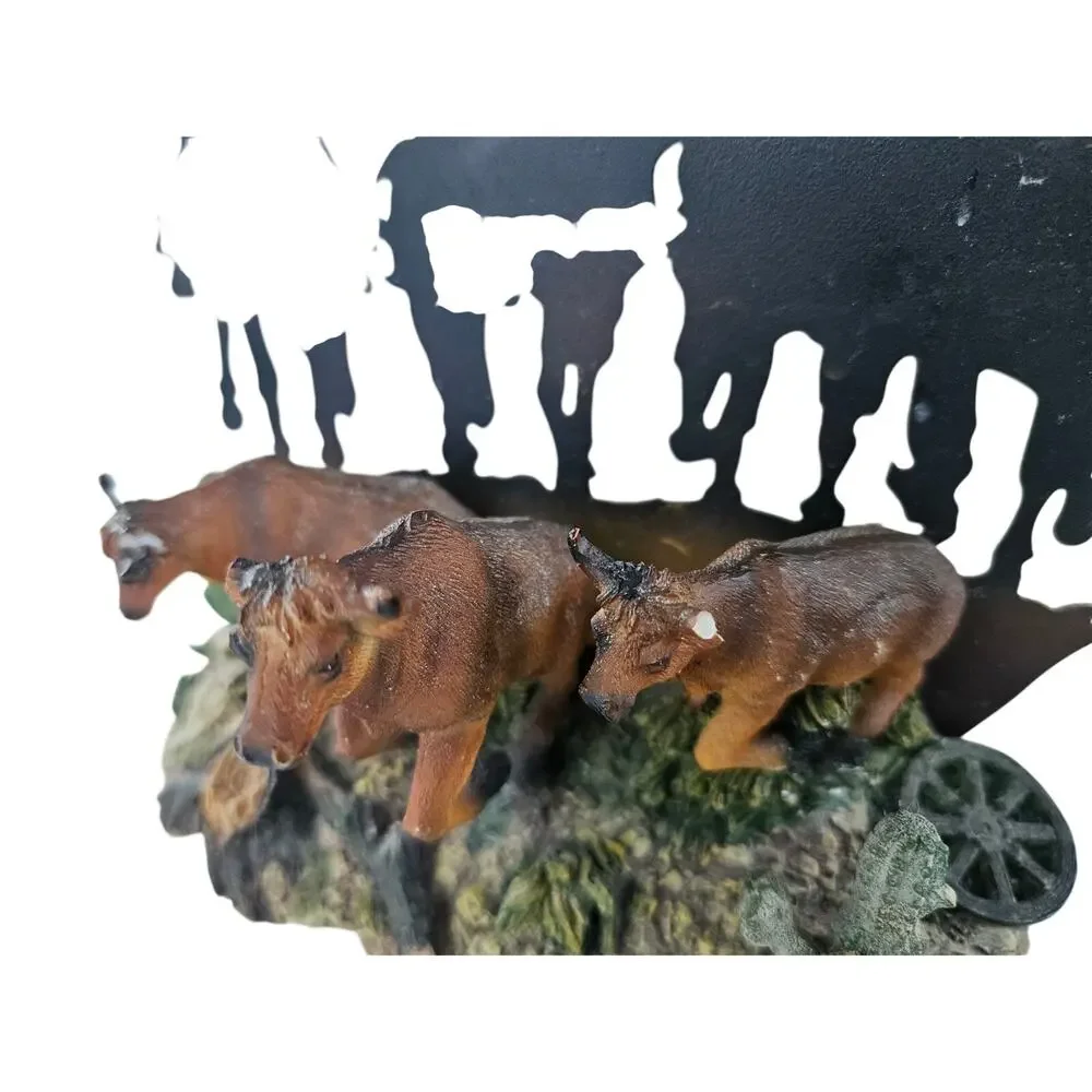 Western 1960s Table Light Cowboys Cattle Rustic Farmhouse New Light & Switch F16
